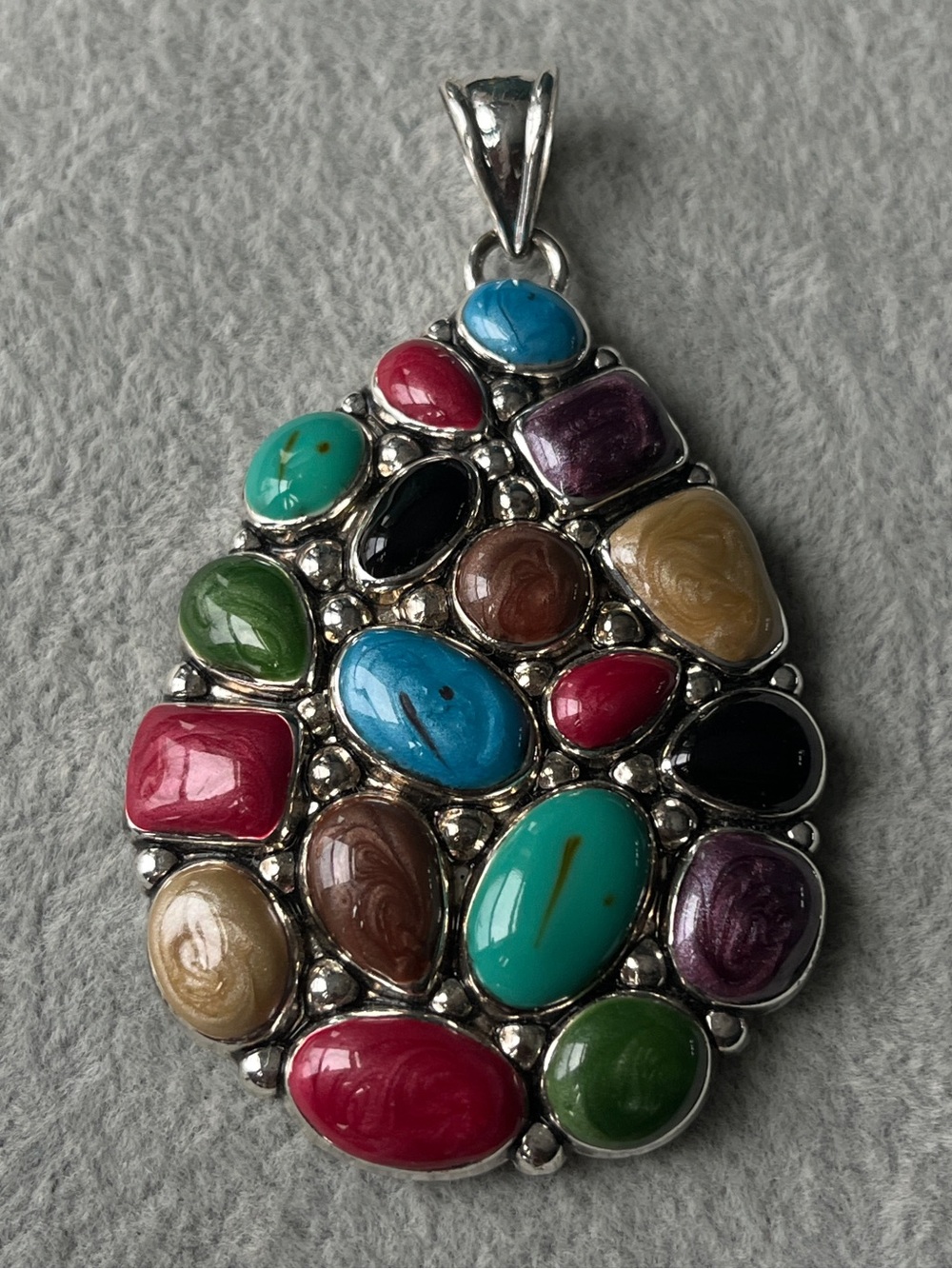 Vintage Statement Large Heavy Pendant (only) Necklace Enamel Stunning